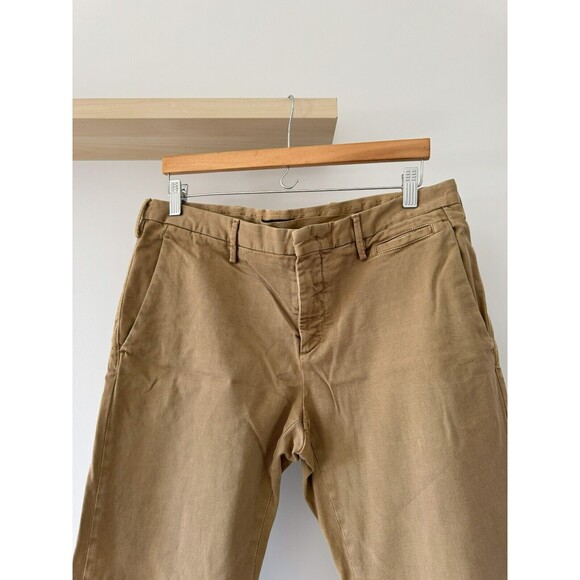Prada Mens 34 (50) Brown Khaki Tight Fit Flat Front Canvas Straight Pants Chino - Picture 2 of 15